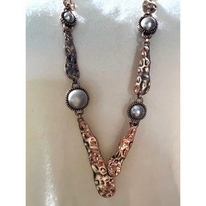 Adolfo Dominguez Hammered Copper Necklace -- 36"